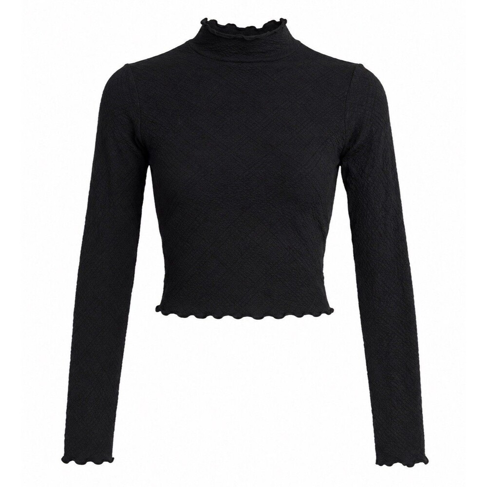 Altar’d State Intimately Black Textured Mock Neck Crop Top Size S/M